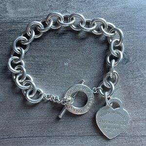 Tiffany & Co. Silver Heart Tag Charm Bracelet